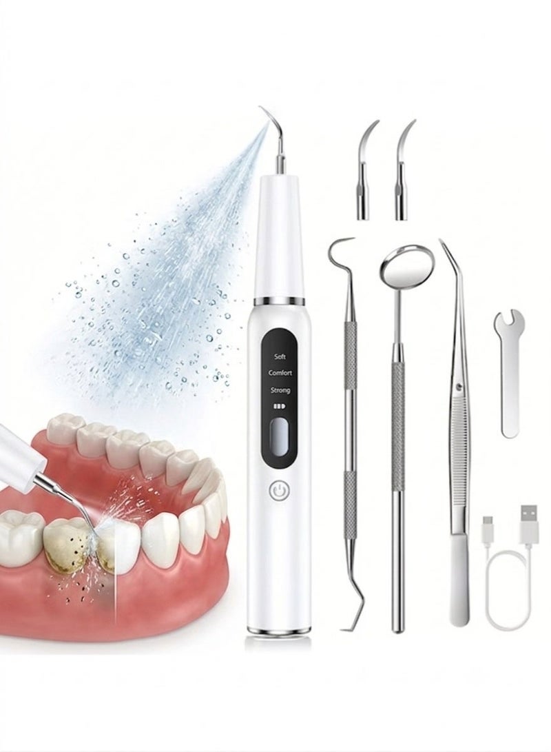 Plaque Remover for Teeth, Ultrasonic Scaler Tooth Cleaner with 3 Modes, Dental Tools for Calculus, Tarter, and Stain Remover, Electric Teeth Cleaning Kit with 2 Clean Heads & Dental Mirror - Image 1