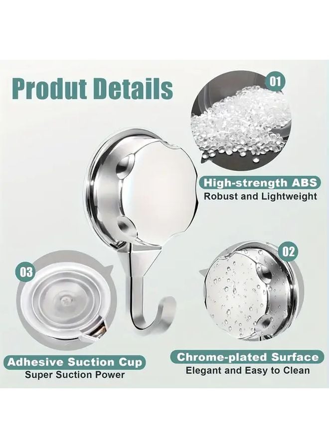 2 Pack Silvery Chrome Suction Cup Hooks Heavy Duty Towel Hangers For Shower Door - Image 5