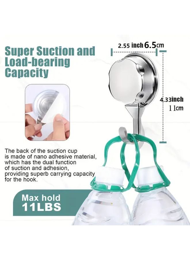 2 Pack Silvery Chrome Suction Cup Hooks Heavy Duty Towel Hangers For Shower Door - Image 4