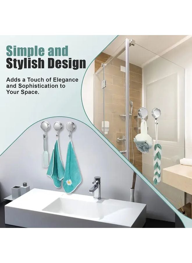 2 Pack Silvery Chrome Suction Cup Hooks Heavy Duty Towel Hangers For Shower Door - Image 3