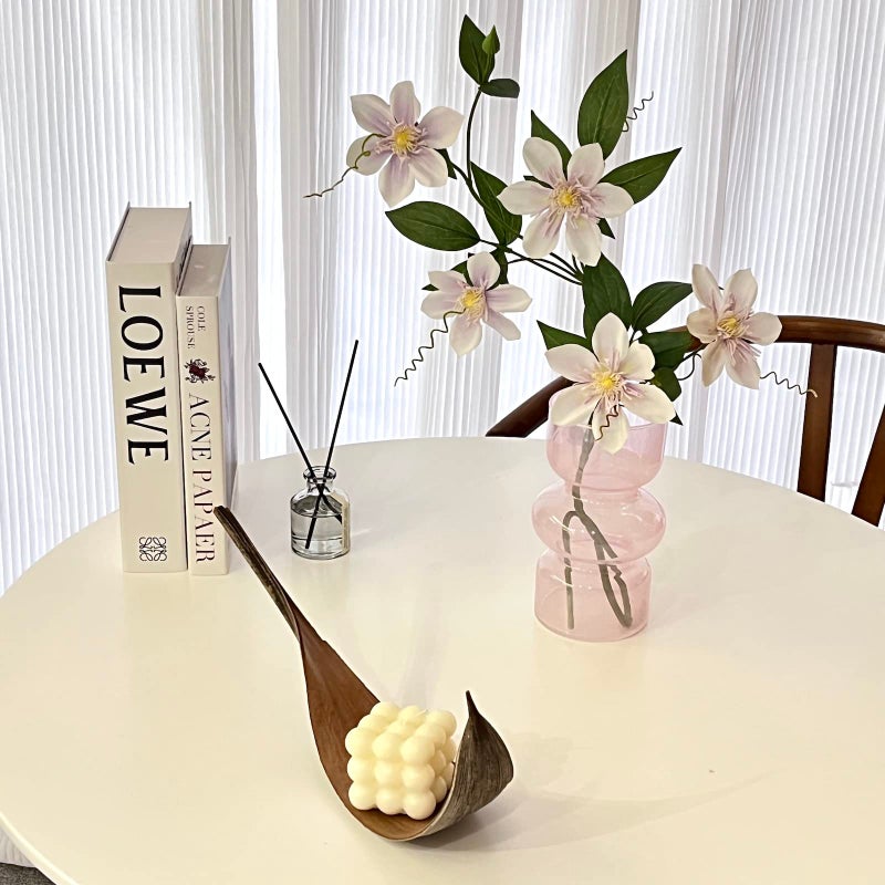 BLOFLO STU Bloflo Pink الشفافة الزجاجية الزجاجية المائية 7 بوصات مزهرية ملونة للزهور مزهرية الزجاج من الزهور من ثلاث طبقات للمنزل D؟ Cor مزهرية زجاجية هندسية حديثة لطاولة حفل زفاف المكتب المنزلي (وردي) - Image 2
