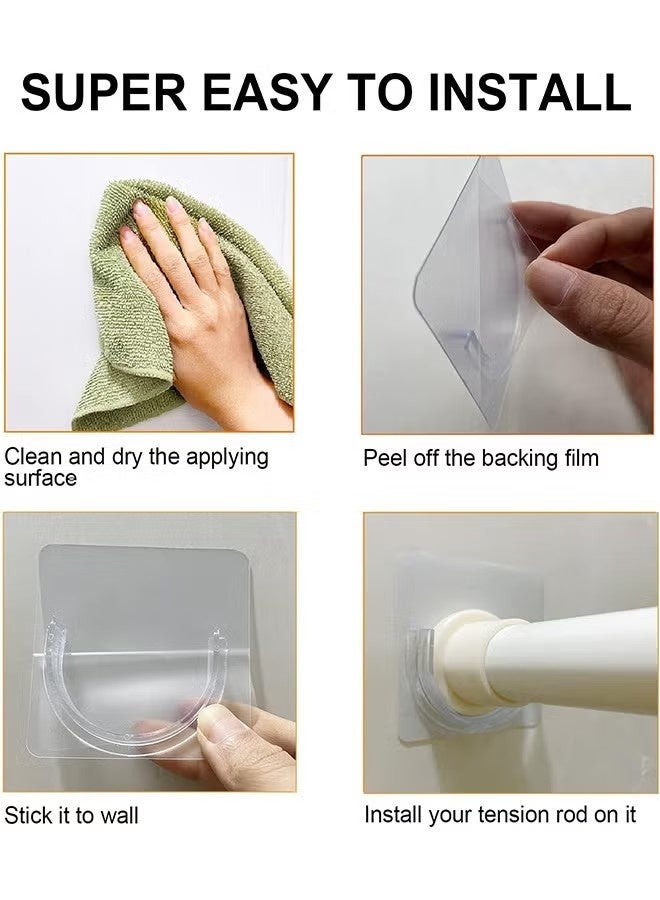 Adhesive Shower Curtain Rod Holder 6 Pack,Transparent Tension Bracket,No Drilling(Not Included Rod)（Only For Rods Less Than 1.7 Inch in Diameter at Both Ends） - Image 5