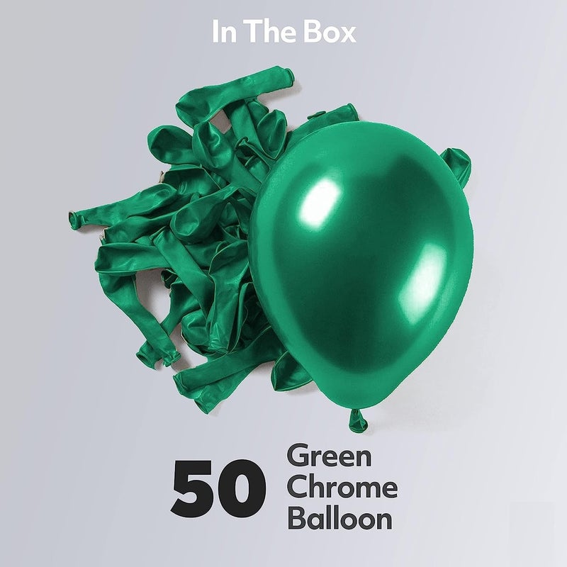 Partyzon 50 Pcs Metallic Chrome Balloons with Shiny Surface For Birthdays/Anniversary/Engagement/Baby Shower/bachelorette Party Decorations (Chrome Green) - Image 3