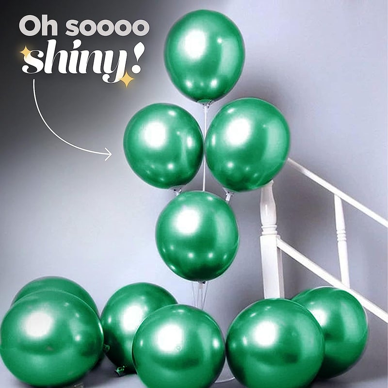 Partyzon 50 Pcs Metallic Chrome Balloons with Shiny Surface For Birthdays/Anniversary/Engagement/Baby Shower/bachelorette Party Decorations (Chrome Green) - Image 5