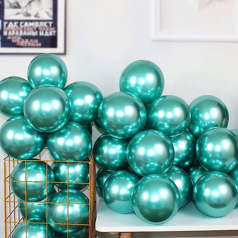 Partyzon 50 Pcs Metallic Chrome Balloons with Shiny Surface For Birthdays/Anniversary/Engagement/Baby Shower/bachelorette Party Decorations (Chrome Green) - Image 1