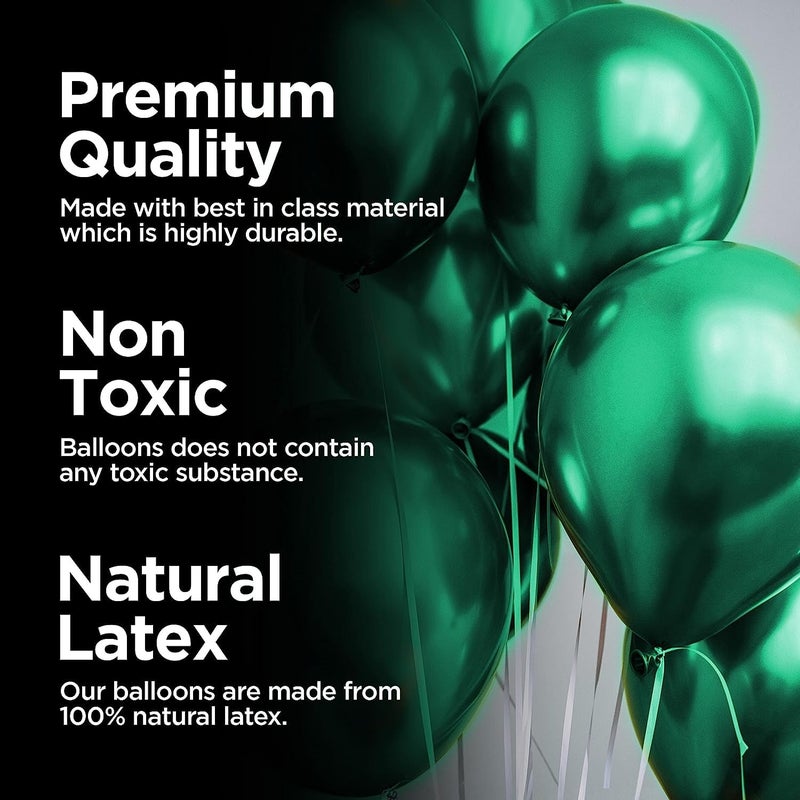 Partyzon 50 Pcs Metallic Chrome Balloons with Shiny Surface For Birthdays/Anniversary/Engagement/Baby Shower/bachelorette Party Decorations (Chrome Green) - Image 4