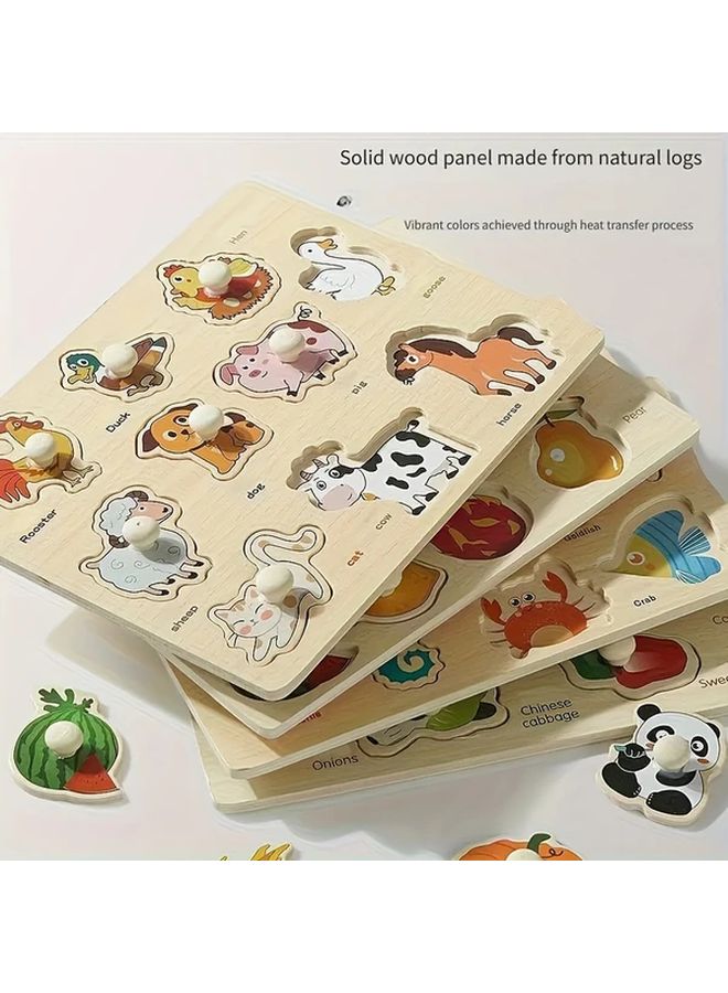 لوح الألغاز الخشبي الحيواني للأطفال لعبة تعليمية للمهارات الحركية الدقيقة - Image 5