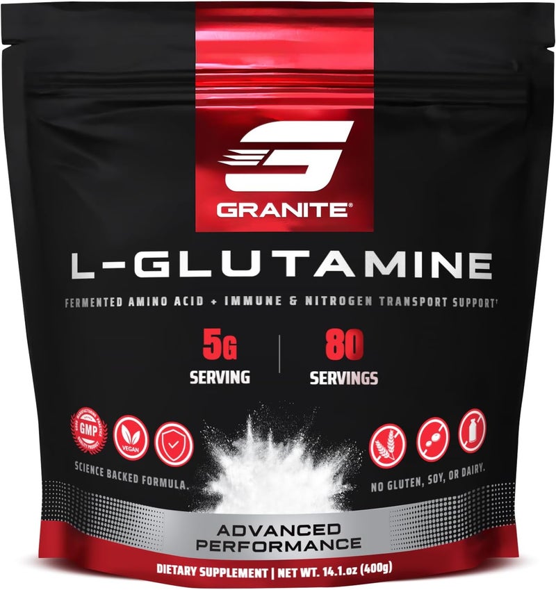 Granite Supplements Granite LGlutamine Powder Supports Muscle Recovery Gut Health PostExercise Immune  Nitrogen Transport 80 Servings - Image 1