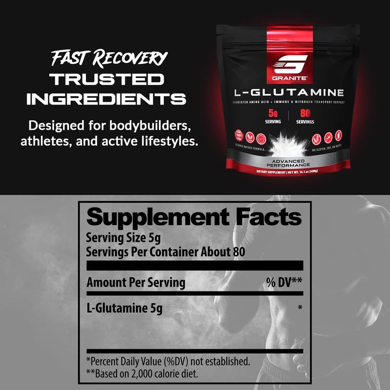 Granite Supplements Granite LGlutamine Powder Supports Muscle Recovery Gut Health PostExercise Immune  Nitrogen Transport 80 Servings - Image 4