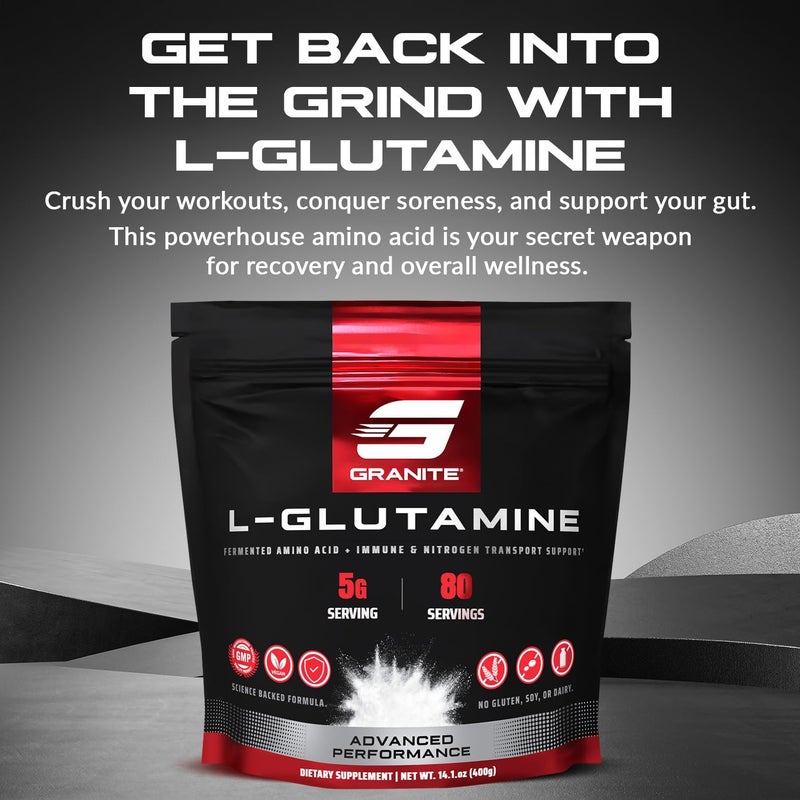 Granite Supplements Granite LGlutamine Powder Supports Muscle Recovery Gut Health PostExercise Immune  Nitrogen Transport 80 Servings - Image 3