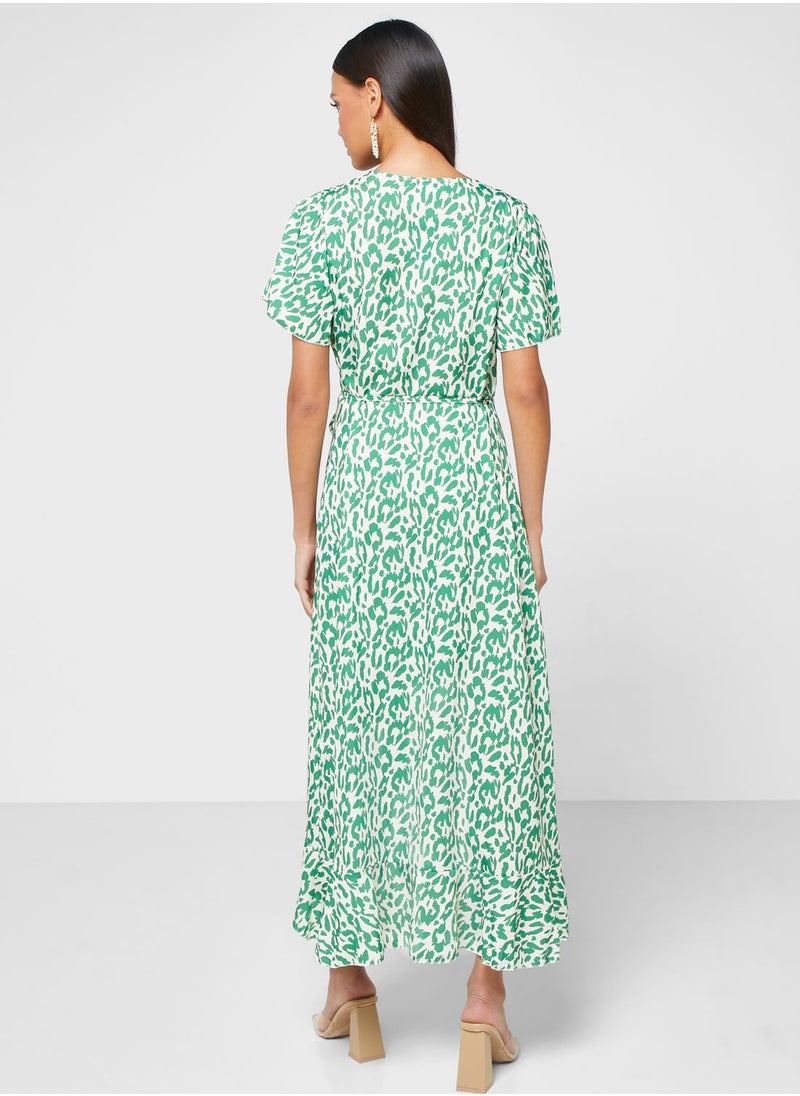 ELLA - Ruffle Hem Printed Dress - Image 1