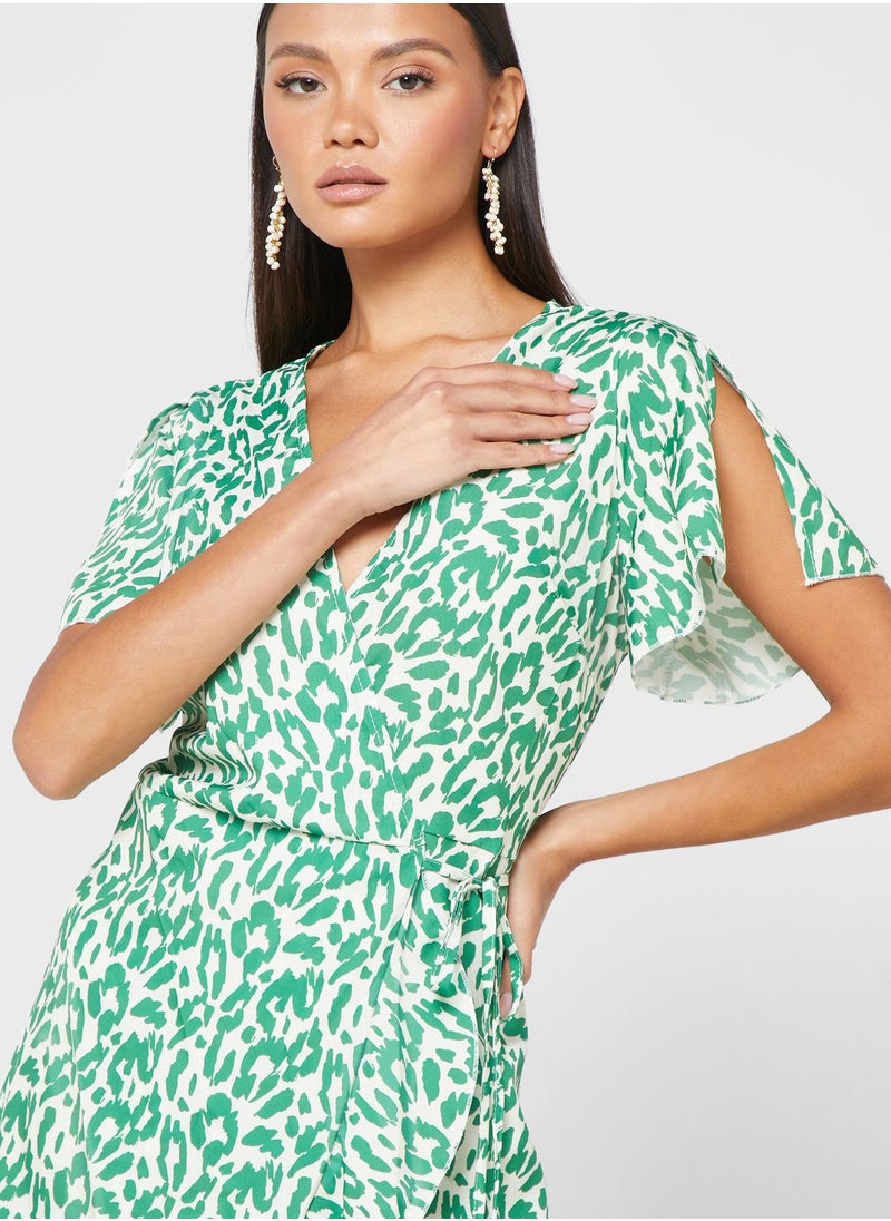 ELLA - Ruffle Hem Printed Dress - Image 1