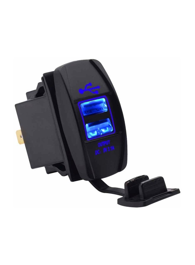 شاحن سيارة متعدد الوظائف بمنفذ USB ثنائي الأسود / الأزرق - Image 1