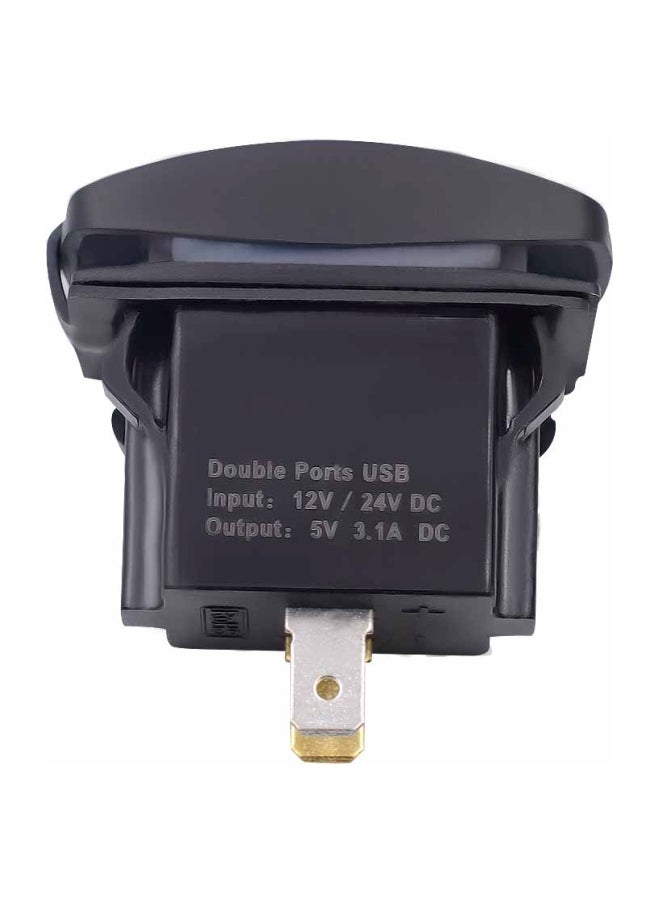 شاحن سيارة متعدد الوظائف بمنفذ USB ثنائي الأسود / الأزرق - Image 3