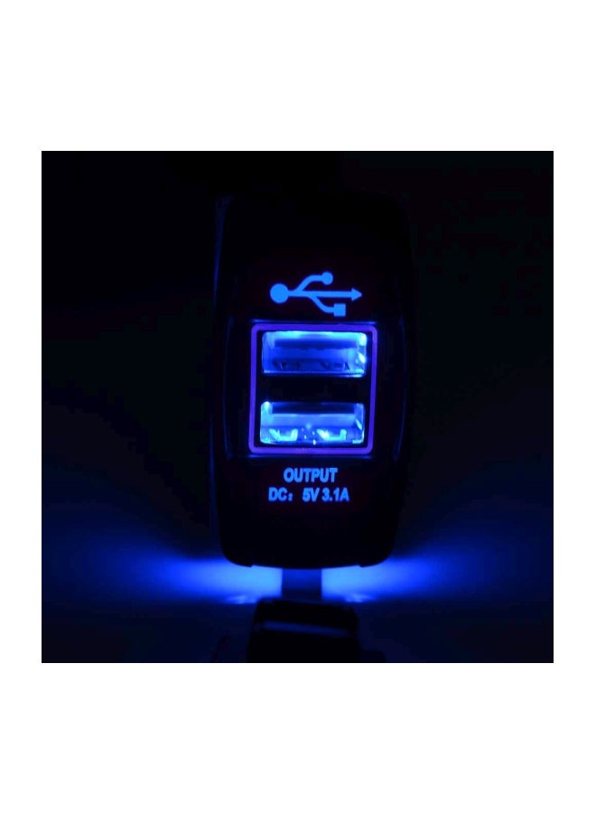 شاحن سيارة متعدد الوظائف بمنفذ USB ثنائي الأسود / الأزرق - Image 5