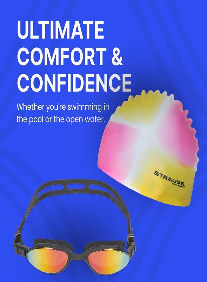 STRAUSS Swimming Set with UV and Anti Fog Protection Goggles, Swim Cap, Earplug and Nose Plug Set - Suitable Swimming Kit for All Age Group | Fully Adjustable | (Multicolor Pink) - Image 5