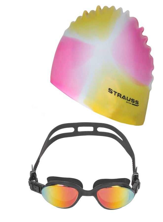 STRAUSS Swimming Set with UV and Anti Fog Protection Goggles, Swim Cap, Earplug and Nose Plug Set - Suitable Swimming Kit for All Age Group | Fully Adjustable | (Multicolor Pink) - Image 1