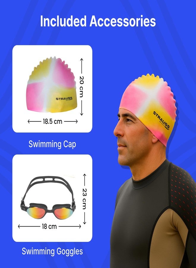 STRAUSS Swimming Set with UV and Anti Fog Protection Goggles, Swim Cap, Earplug and Nose Plug Set - Suitable Swimming Kit for All Age Group | Fully Adjustable | (Multicolor Pink) - Image 3