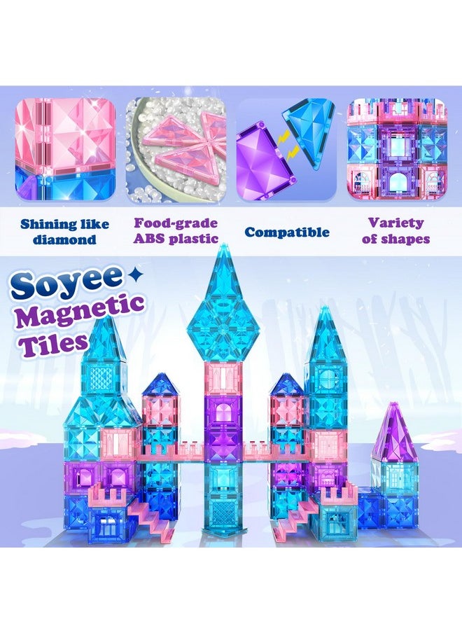 Soyee Frozen Toys For Girls Magnetic Tiles 102Pcs With 2 Stairs 2 Dolls Princess Castle Building Toys Girls Toys Age 4-5 6-8 Magnetic Blocks Birthday Xmas Gifts For Girls Toys For 3 4 5 6 7 8+ Year Old  - Image 1