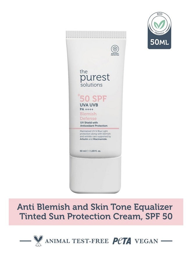 the purest solutions The Purest Solutions Blemish Defense (UV Shield with Antioxidant Protection SPF 50+) - 8h UVA Protection, Arbutin & Niacinamide for Skin Tone Harmonization and Moisturizers - Vegan (50 ml)  - Image 2