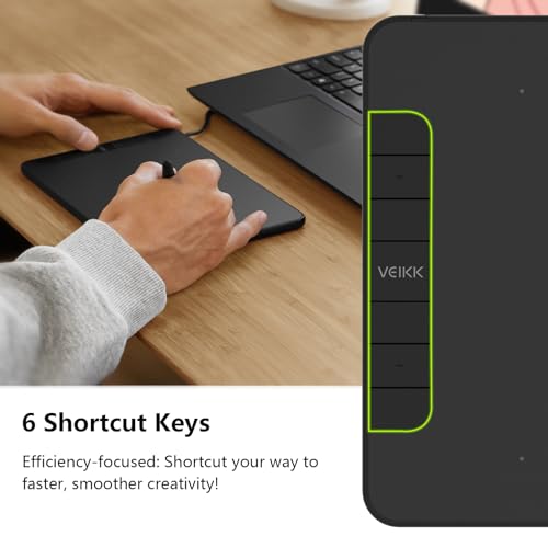 VEIKK VK640 Drawing Tablet 6x4 inch Portable Pen Tablet with 8192 Levels Battery-Free Stylus Graphic Tablet, 6 Shortcuts Keys for Android, Windows, mac OS and Linux, Support Tilt Function - Image 2