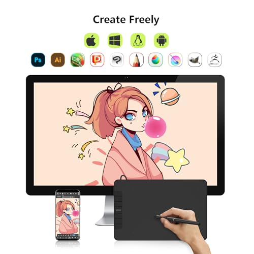 VEIKK VK640 Drawing Tablet 6x4 inch Portable Pen Tablet with 8192 Levels Battery-Free Stylus Graphic Tablet, 6 Shortcuts Keys for Android, Windows, mac OS and Linux, Support Tilt Function - Image 5