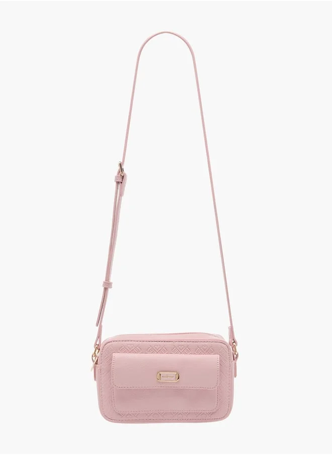 ميسي Women Monogram Embossed Crossbody Bag with Zip Closure and Adjustable Strap