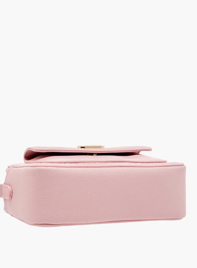 ميسي Women Monogram Embossed Crossbody Bag with Zip Closure and Adjustable Strap