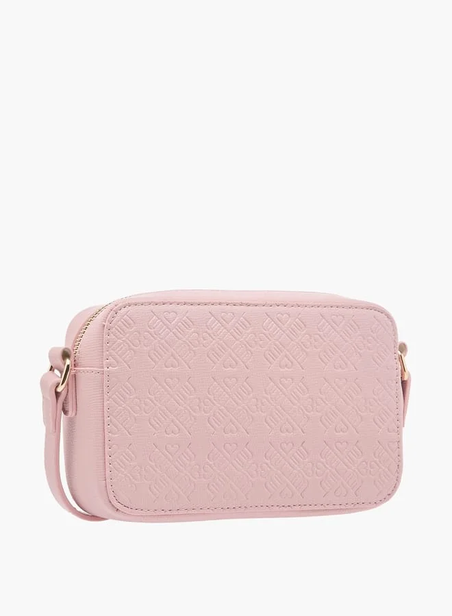 ميسي Women Monogram Embossed Crossbody Bag with Zip Closure and Adjustable Strap