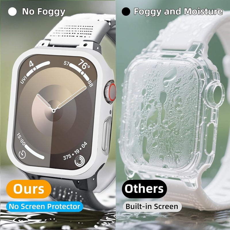 2 Pack [NO Screen Protector] Bumper Case for Apple Watch Series 9/8/7 45mm, Slim Thin Shockproof Bumper Cover, Hard PC Protective Frame All-Around Edge for iWatch 45mm Accessories, White - Image 2