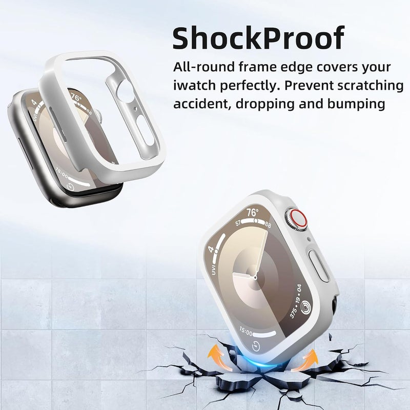2 Pack [NO Screen Protector] Bumper Case for Apple Watch Series 9/8/7 45mm, Slim Thin Shockproof Bumper Cover, Hard PC Protective Frame All-Around Edge for iWatch 45mm Accessories, White - Image 4