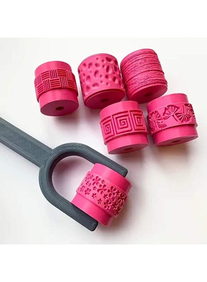 أسطوانة الطين بنمط الزهور لتقنيات الحرف اليدوية من الفخار والطين البوليمري والراتنج DIY - Image 1