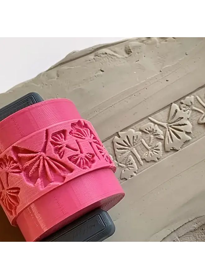 أسطوانة الطين بنمط الزهور لتقنيات الحرف اليدوية من الفخار والطين البوليمري والراتنج DIY - Image 3