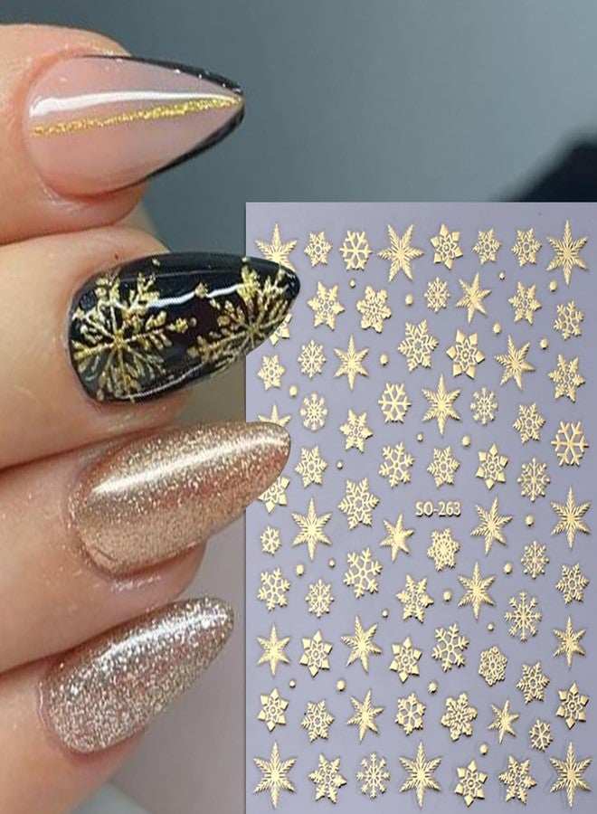 BYJKYEN 8Sheets Snowflake Nail Stickers for Nail Art, Christmas Nail Decals 3D Self-Adhesive Gold White Red Snowflakes Nail Art Stickers Snowflakes Nail Charms DIY Nail Decoration for Women and Girls - Image 3