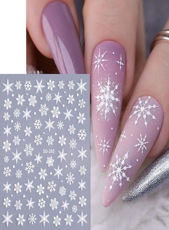 BYJKYEN 8Sheets Snowflake Nail Stickers for Nail Art, Christmas Nail Decals 3D Self-Adhesive Gold White Red Snowflakes Nail Art Stickers Snowflakes Nail Charms DIY Nail Decoration for Women and Girls - Image 2
