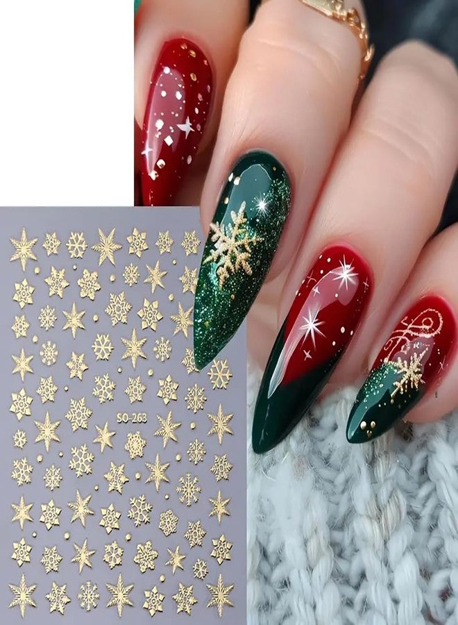 BYJKYEN 8Sheets Snowflake Nail Stickers for Nail Art, Christmas Nail Decals 3D Self-Adhesive Gold White Red Snowflakes Nail Art Stickers Snowflakes Nail Charms DIY Nail Decoration for Women and Girls - Image 4