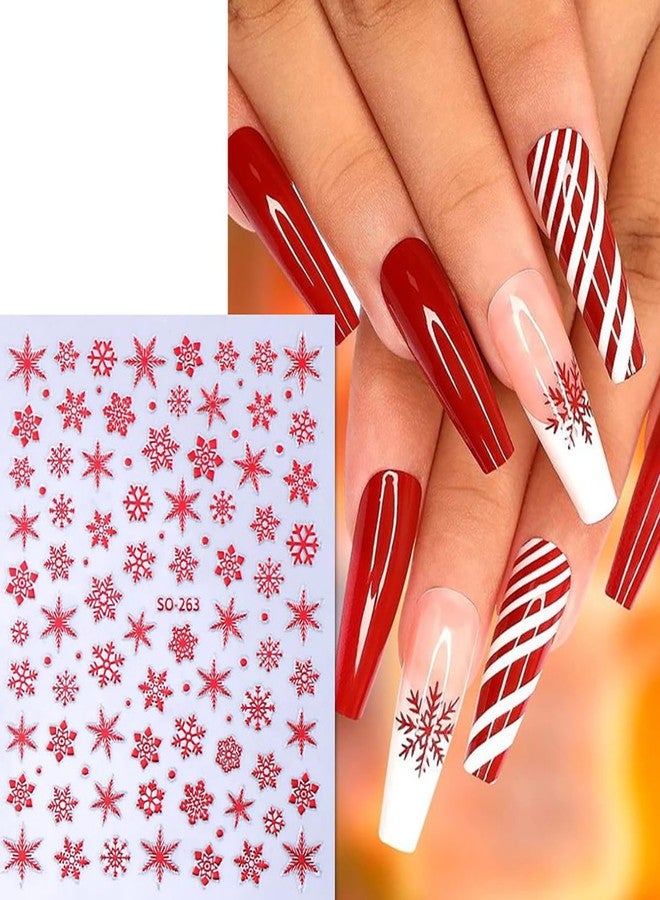 BYJKYEN 8Sheets Snowflake Nail Stickers for Nail Art, Christmas Nail Decals 3D Self-Adhesive Gold White Red Snowflakes Nail Art Stickers Snowflakes Nail Charms DIY Nail Decoration for Women and Girls - Image 5