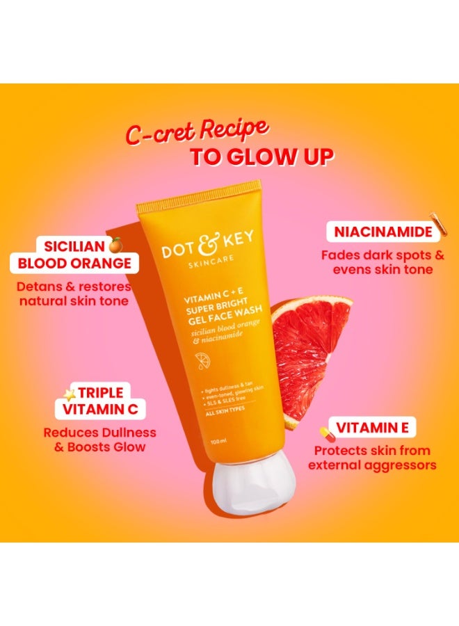 Dot & Key Vitamin C + E Super Bright Gel Face Wash Combo | For Glowing And Brightening Skin | All Skin Types|With Triple Vitamin C, Fades Dark Spots & Pigmentation (Pack of 2, 100gm each) - Image 3