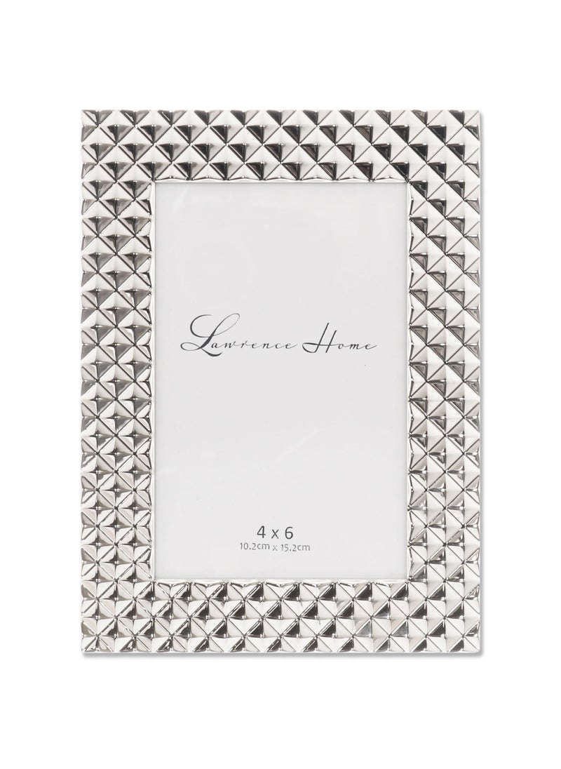 Lawrence Frames Lawrence Frames Diamond Pattern Polished Metal Picture Frame  4x6  Silver  - Image 1