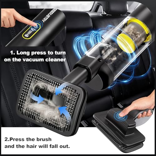 SEEDUSTRY Handheld Car Vacuum Portable Cordless, 6-in-1 Mini Cordless Vacuum Cleaner with Brushless Motor & 18000Pa Powerful Suction, Type-C Charge, 2025 Mini Vacuum V-C08 Pro for Car Home Office Pet - Image 5