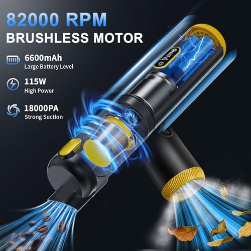SEEDUSTRY Handheld Car Vacuum Portable Cordless, 6-in-1 Mini Cordless Vacuum Cleaner with Brushless Motor & 18000Pa Powerful Suction, Type-C Charge, 2025 Mini Vacuum V-C08 Pro for Car Home Office Pet - Image 3