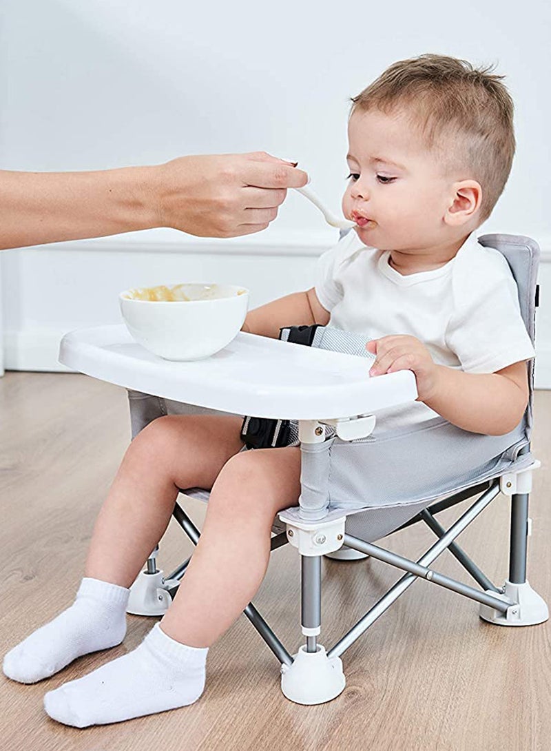 EzzySo كرسي طعام للأطفال قابل للطي متعدد الوظائف مع حزام أمان تصميم أرجل بط مضادة للانقلاب خفيف الوزن ومدخر للمساحة كرسي تغذية محمول للأطفال سهل التنظيف - Image 2