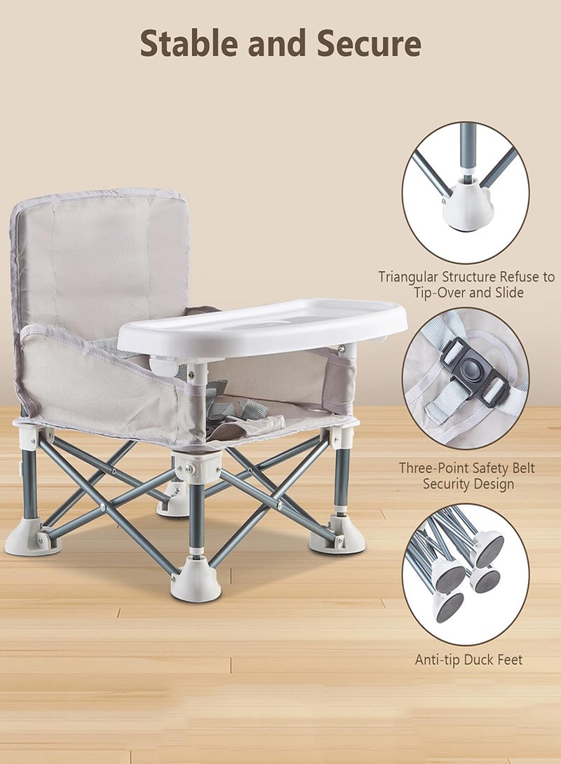 EzzySo كرسي طعام للأطفال قابل للطي متعدد الوظائف مع حزام أمان تصميم أرجل بط مضادة للانقلاب خفيف الوزن ومدخر للمساحة كرسي تغذية محمول للأطفال سهل التنظيف - Image 4