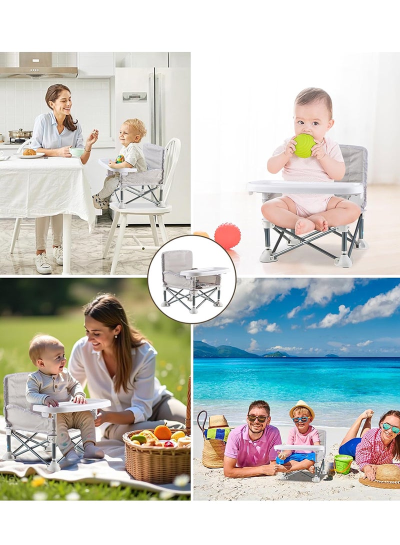 EzzySo كرسي طعام للأطفال قابل للطي متعدد الوظائف مع حزام أمان تصميم أرجل بط مضادة للانقلاب خفيف الوزن ومدخر للمساحة كرسي تغذية محمول للأطفال سهل التنظيف - Image 3