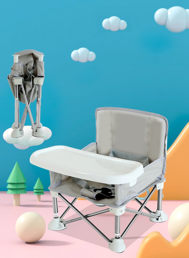 EzzySo كرسي طعام للأطفال قابل للطي متعدد الوظائف مع حزام أمان تصميم أرجل بط مضادة للانقلاب خفيف الوزن ومدخر للمساحة كرسي تغذية محمول للأطفال سهل التنظيف - Image 1