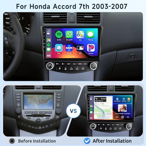 Podofo راديو سيارة ستيريو 2G+64G لهوندا أكورد 7 2003-2007 مع واي فاي كار بلاي/أندرويد أوتو، بودوفو 10.1 بوصة شاشة تعمل باللمس HD أندرويد 13 GPS واي فاي بلوتوث FM/RDS EQ كاميرا خلفية - Image 2