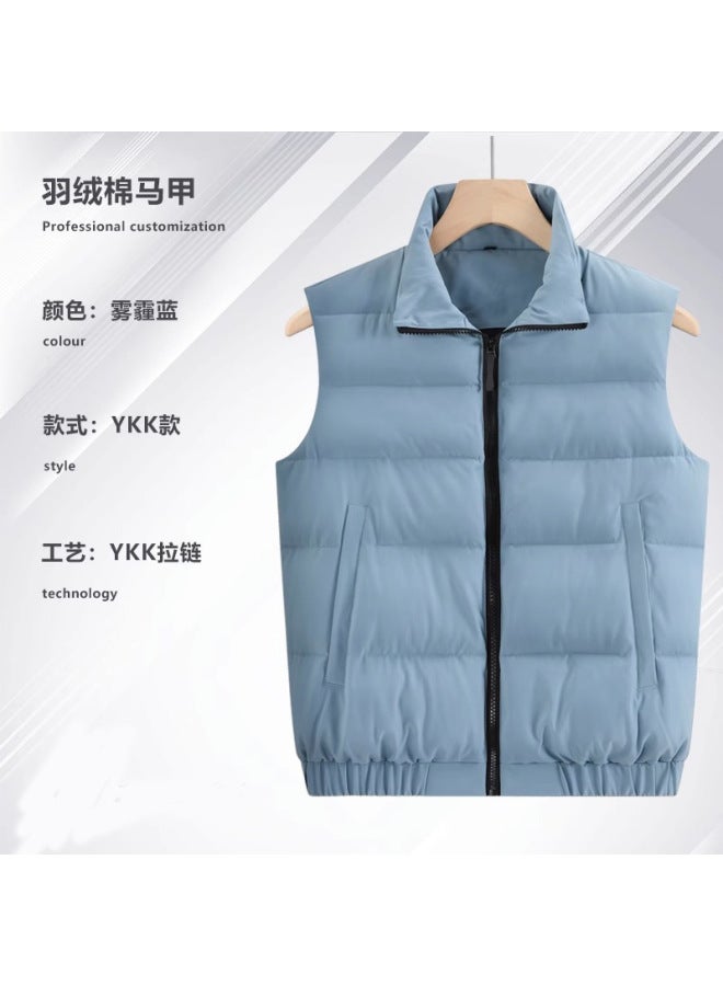 Autumn Winter Thickened Stand Collar Windproof Down Cotton Workwear Vest Customizable