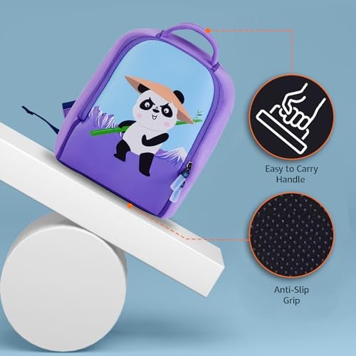 Tukzer Baggita Kids School Bag, Printed Toddler 12 Ltrs Backpack for Girls, Elementary Preschool Tuition Swimming Travel Multipurpose Bag| Water-Repellent Soft Neoprene (Panda-Levendor) - Image 3