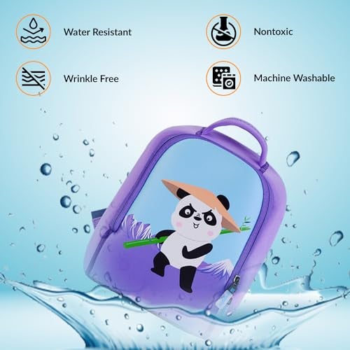 Tukzer Baggita Kids School Bag, Printed Toddler 12 Ltrs Backpack for Girls, Elementary Preschool Tuition Swimming Travel Multipurpose Bag| Water-Repellent Soft Neoprene (Panda-Levendor) - Image 4