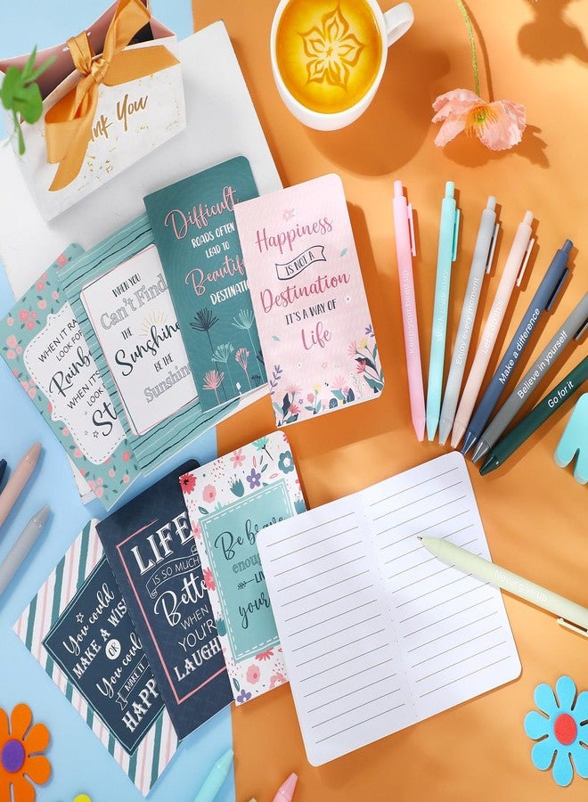 Funrous 32 Pcs Motivational Quote Pens Inspirational Notepads Mini Journal with Ballpoint Pen Small Notebooks Gift Set for Men Women Coworkers, Adult Party Favors Christmas Prizes Gift(Floral) - Image 3
